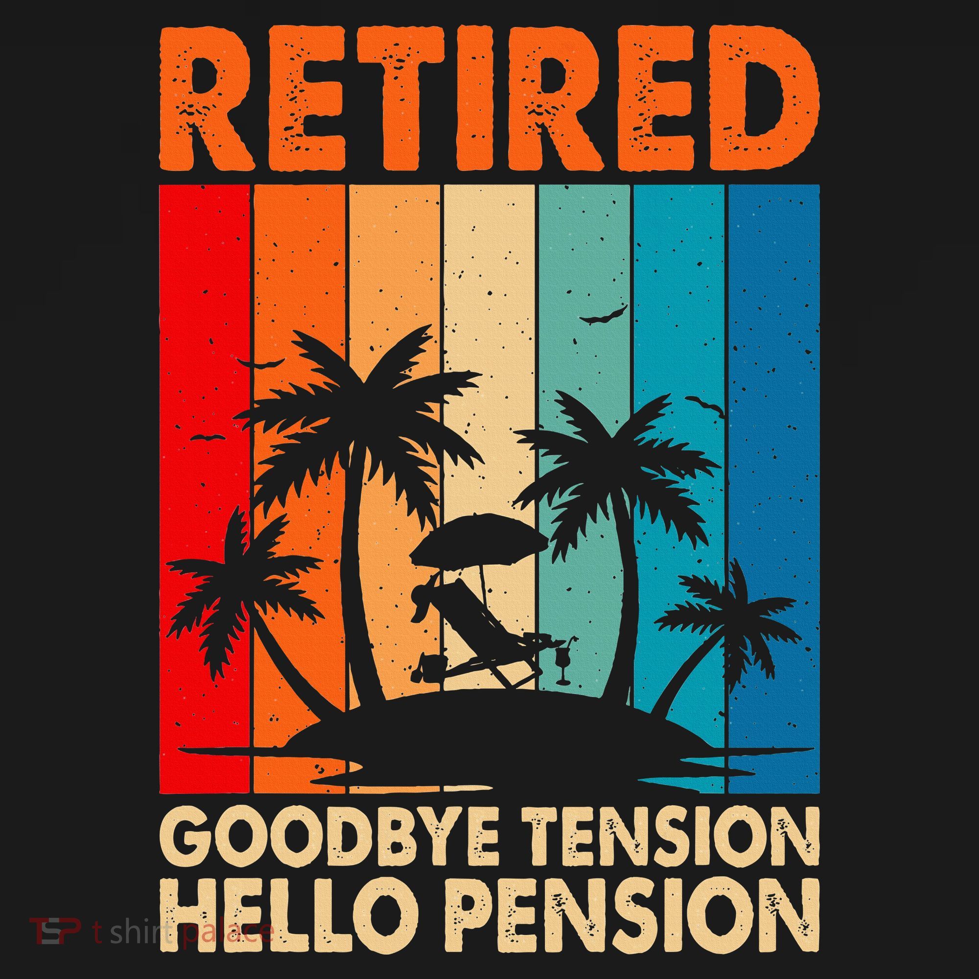Goodbye Tension Hello Pension Beach Palm Trees Retirement Ornament