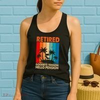 Goodbye Tension Hello Pension Beach Palm Trees Retirement Women's Tank Top thumb 2