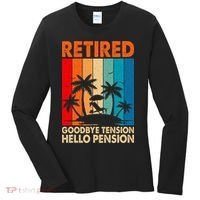 Goodbye Tension Hello Pension Beach Palm Trees Retirement Women's Long Sleeve Shirt thumb 0