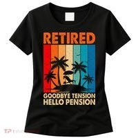 Goodbye Tension Hello Pension Beach Palm Trees Retirement Women's T-Shirt thumb 0