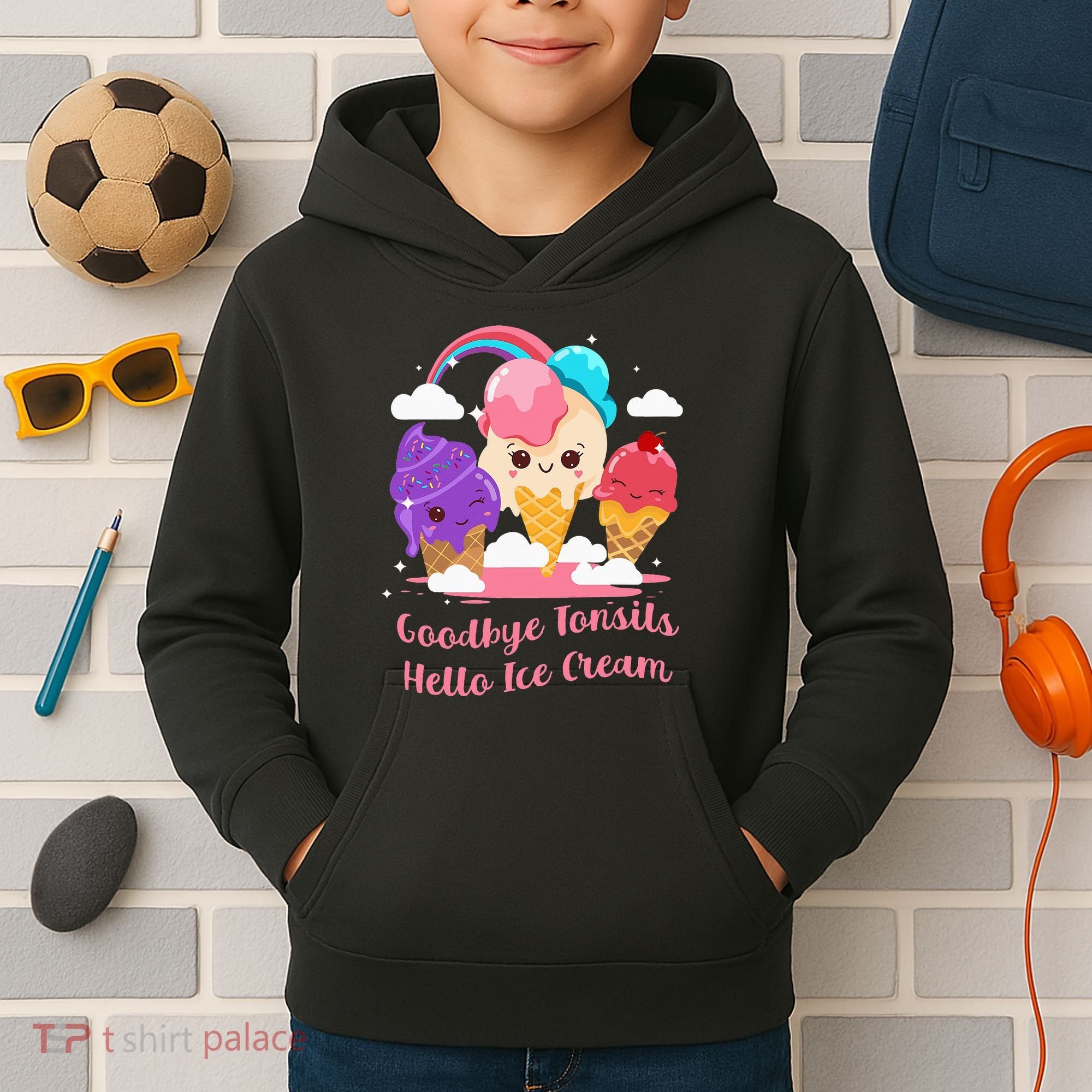 Goodbye Tonsils Hello Ice Cream Tonsillectomy Surgery Kids Hoodie