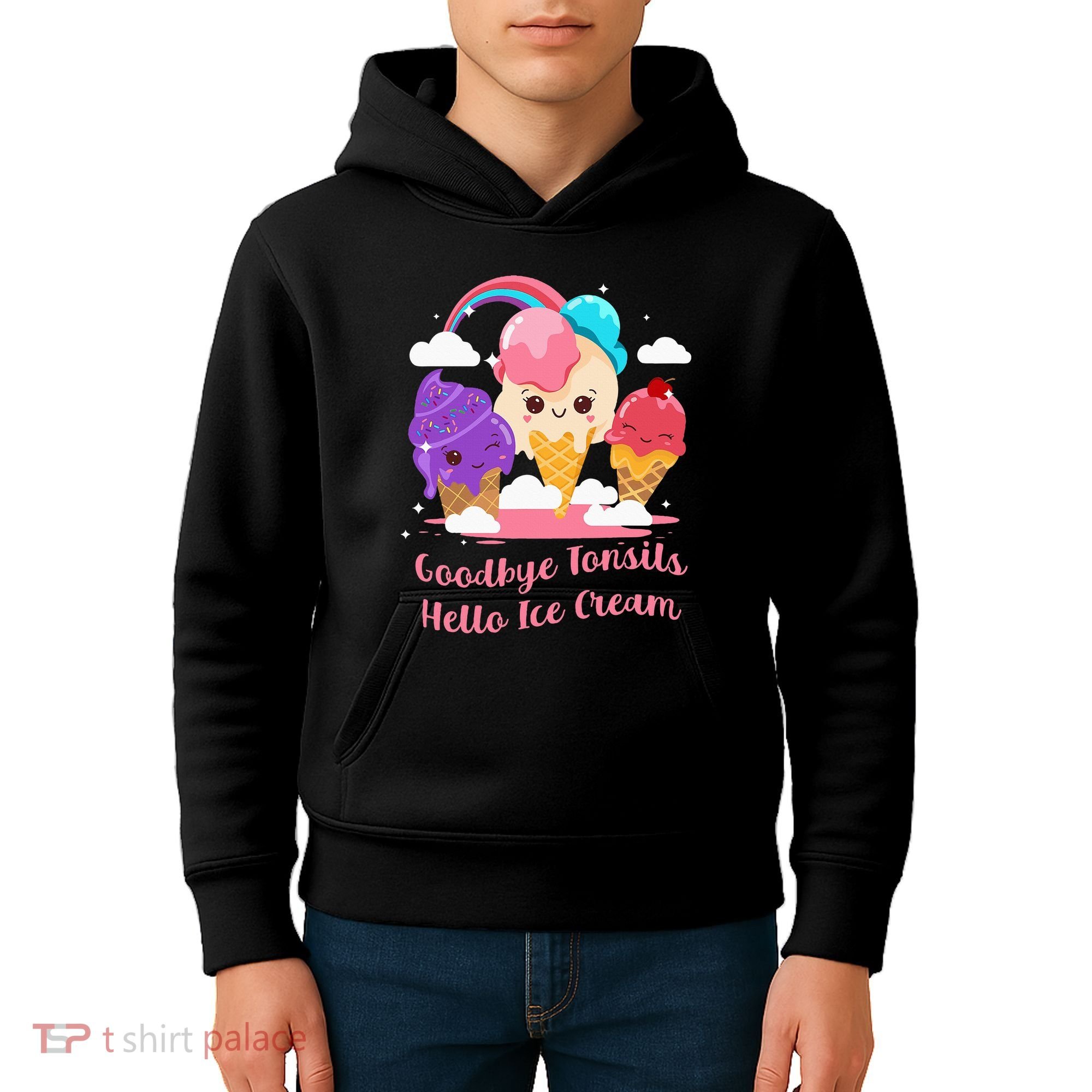 Goodbye Tonsils Hello Ice Cream Tonsillectomy Surgery Kids Hoodie