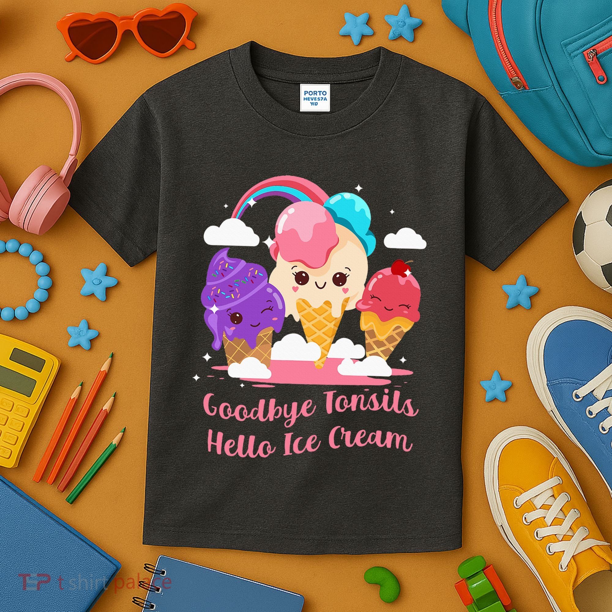 Goodbye Tonsils Hello Ice Cream Tonsillectomy Surgery Kids T-Shirt