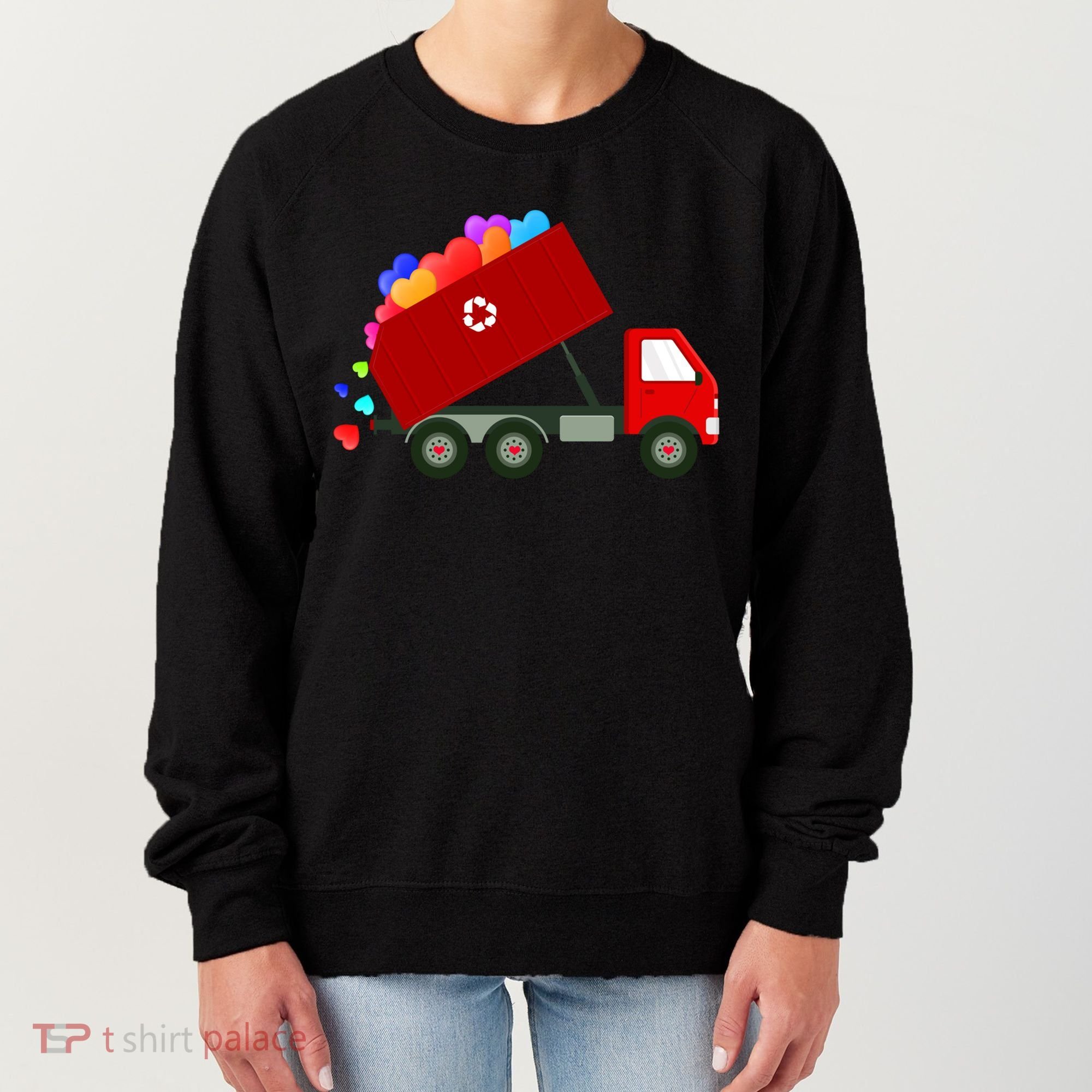 Garbage Truck Hearts Valentines Day Cool Gift Women's Sweatshirt