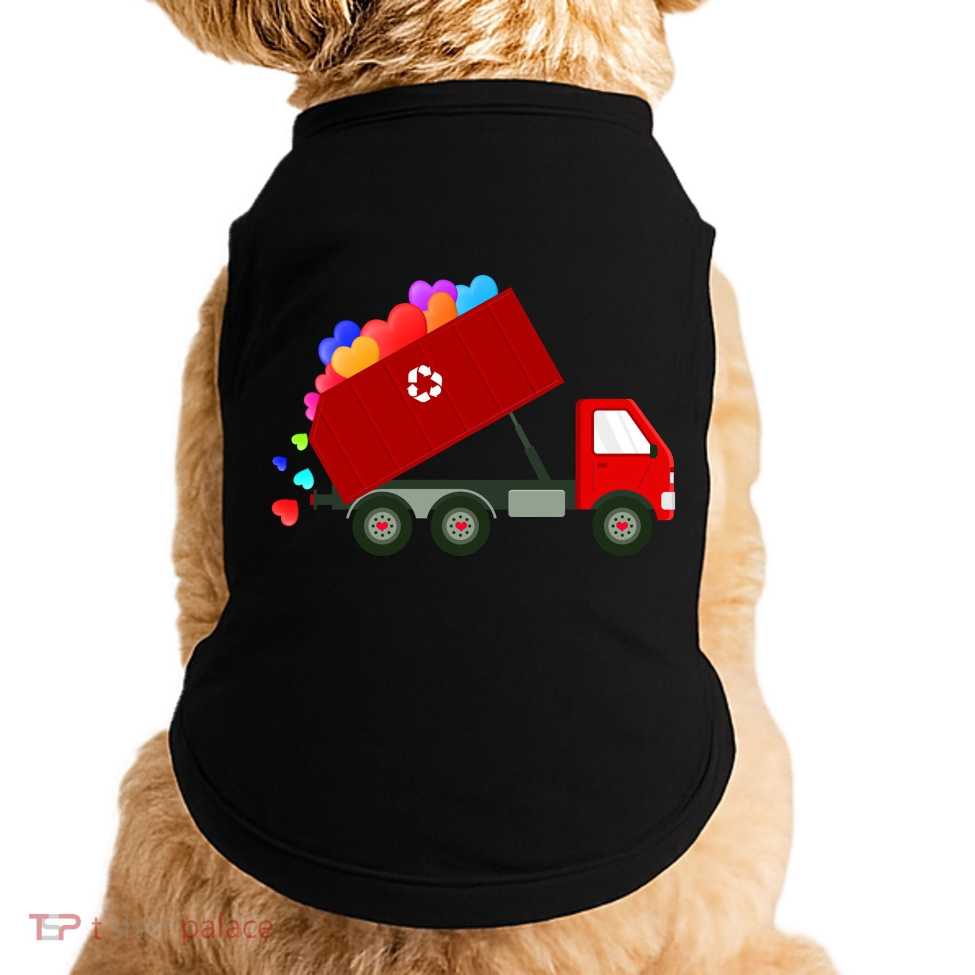 Garbage Truck Hearts Valentines Day Cool Gift Doggie Tank