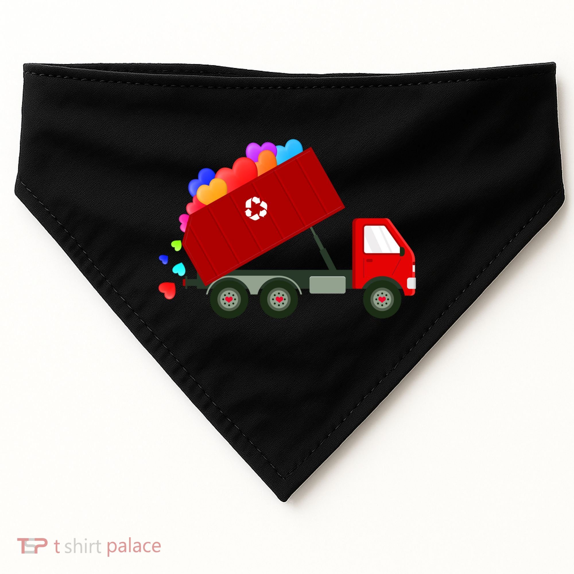 Garbage Truck Hearts Valentines Day Cool Gift USA-Made Doggie Bandana