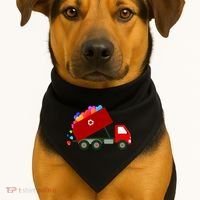Garbage Truck Hearts Valentines Day Cool Gift USA-Made Doggie Bandana thumb 1