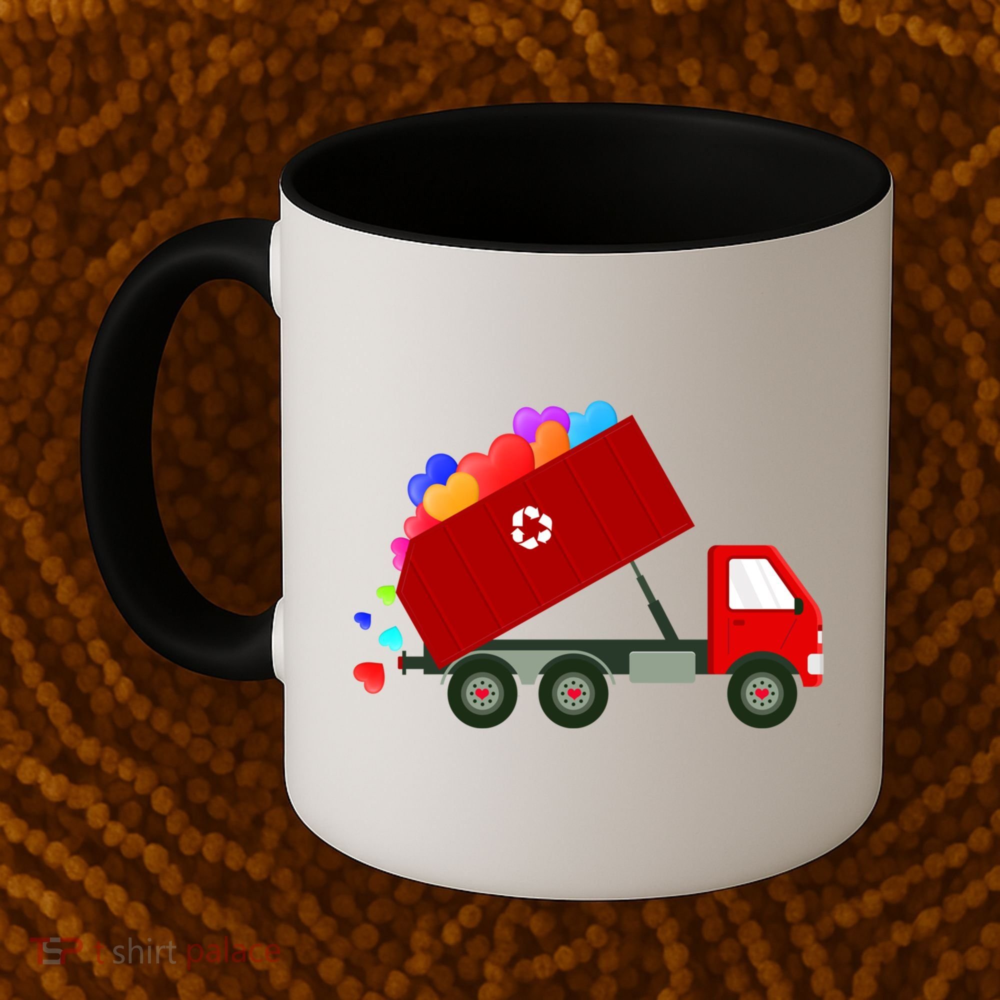 Garbage Truck Hearts Valentines Day Cool Gift Coffee Mug
