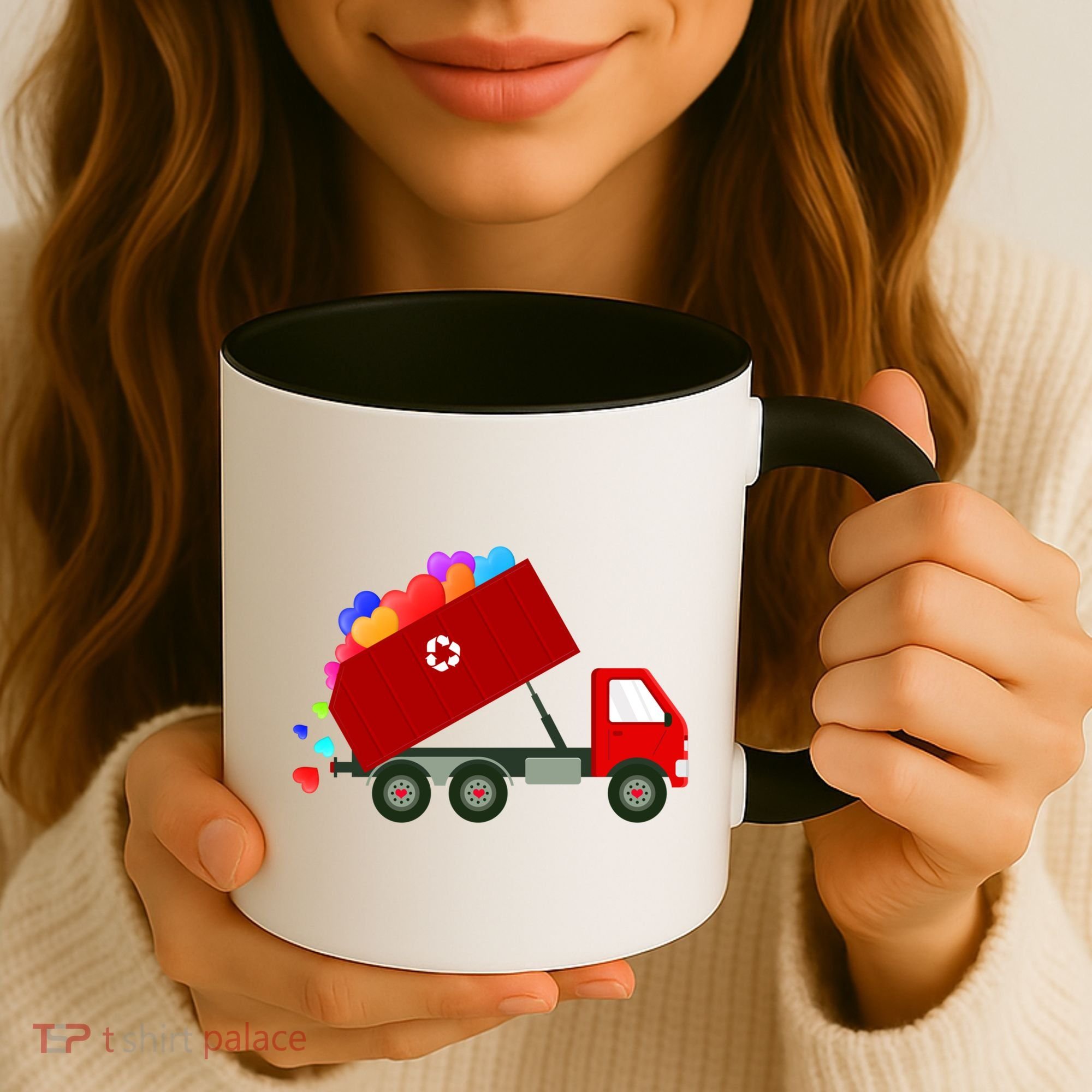Garbage Truck Hearts Valentines Day Cool Gift Coffee Mug