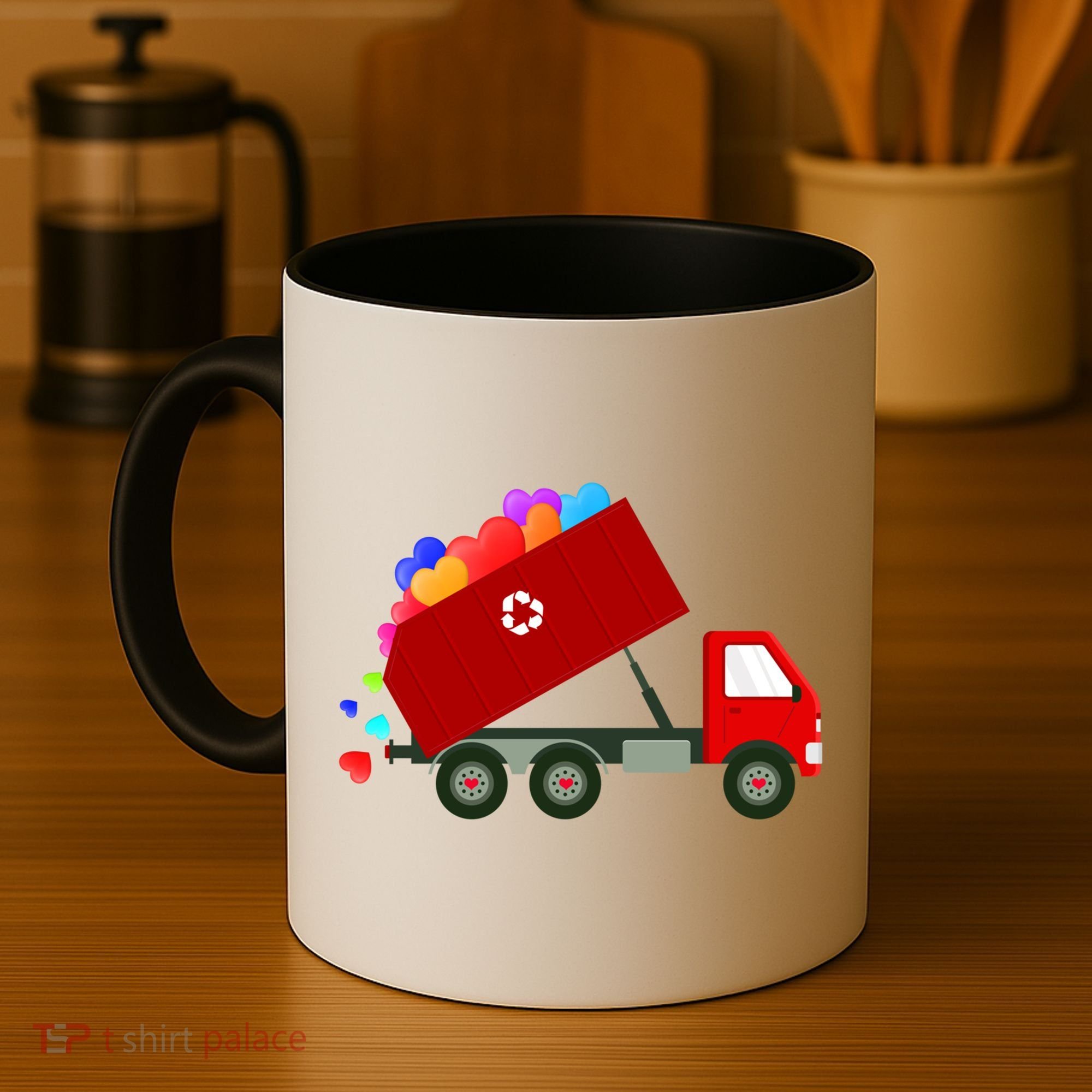 Garbage Truck Hearts Valentines Day Cool Gift Coffee Mug