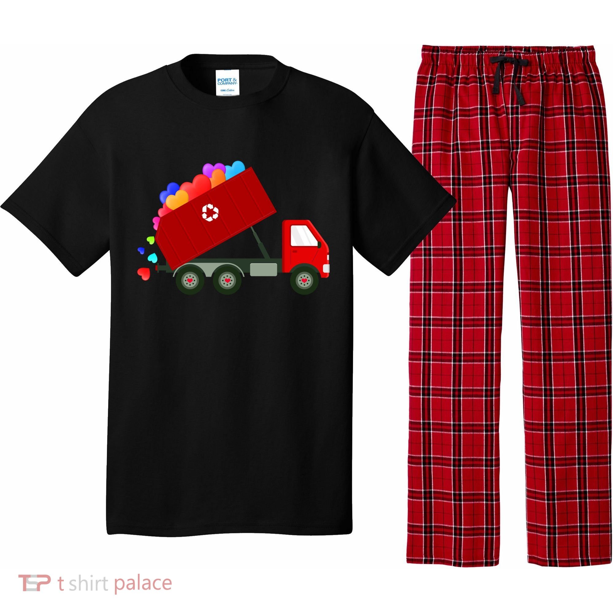 Garbage Truck Hearts Valentines Day Cool Gift Pajama Set