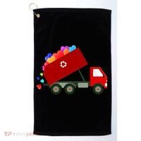 Garbage Truck Hearts Valentines Day Cool Gift Golf Towel thumb 0