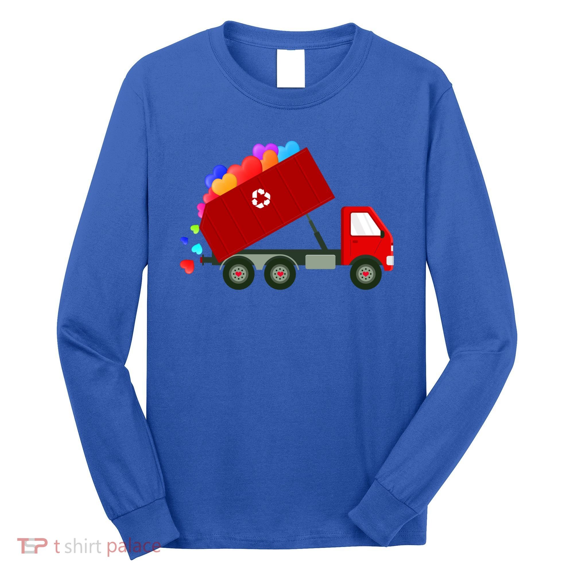 Garbage Truck Hearts Valentines Day Cool Gift Long Sleeve Shirt