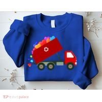 Garbage Truck Hearts Valentines Day Cool Gift Sweatshirt thumb 2