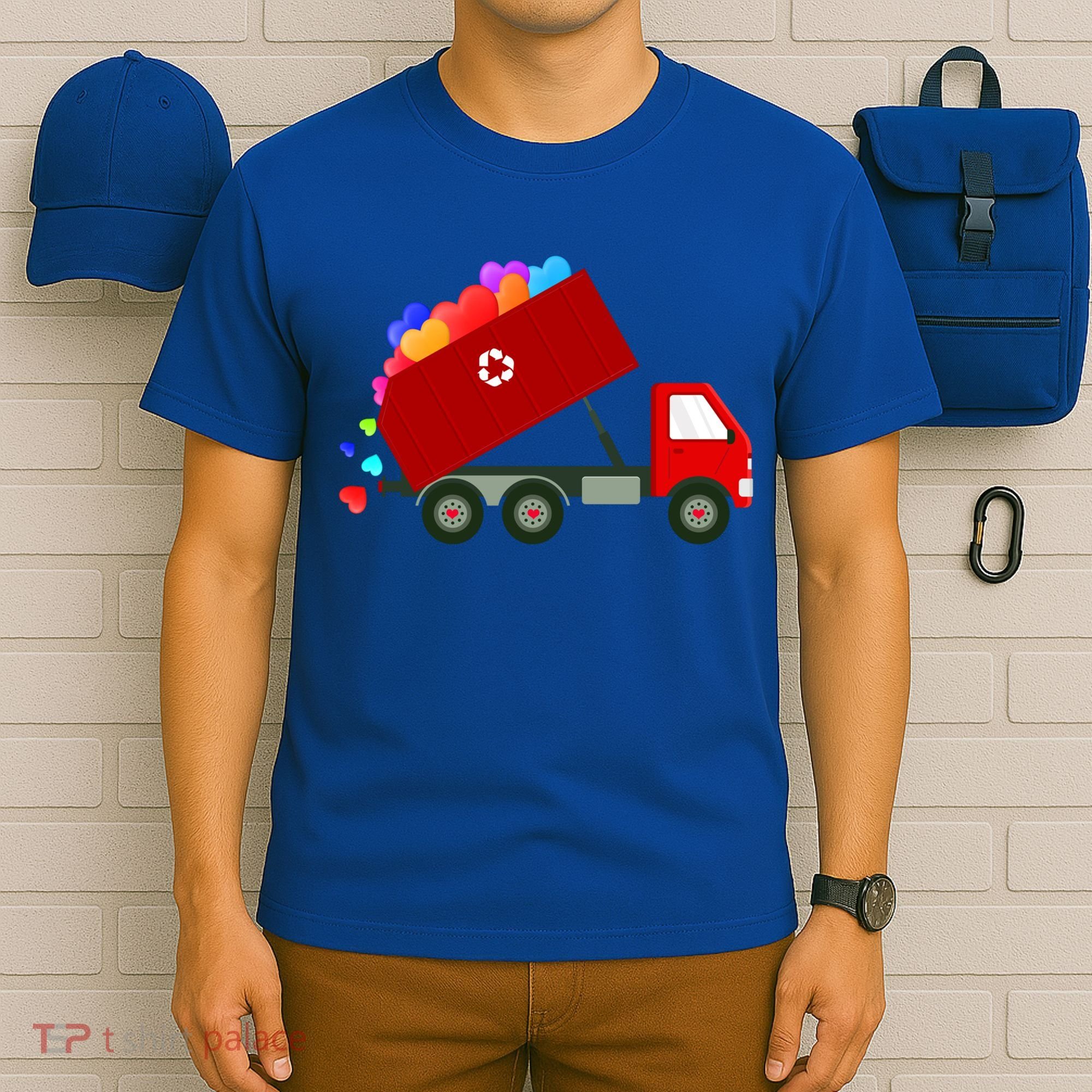 Garbage Truck Hearts Valentines Day Cool Gift T-Shirt