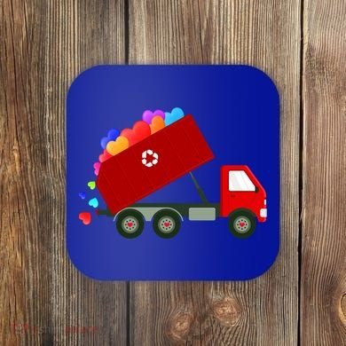 Garbage Truck Hearts Valentines Day Cool Gift Coaster