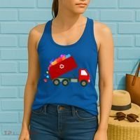 Garbage Truck Hearts Valentines Day Cool Gift Women's Tank Top thumb 2