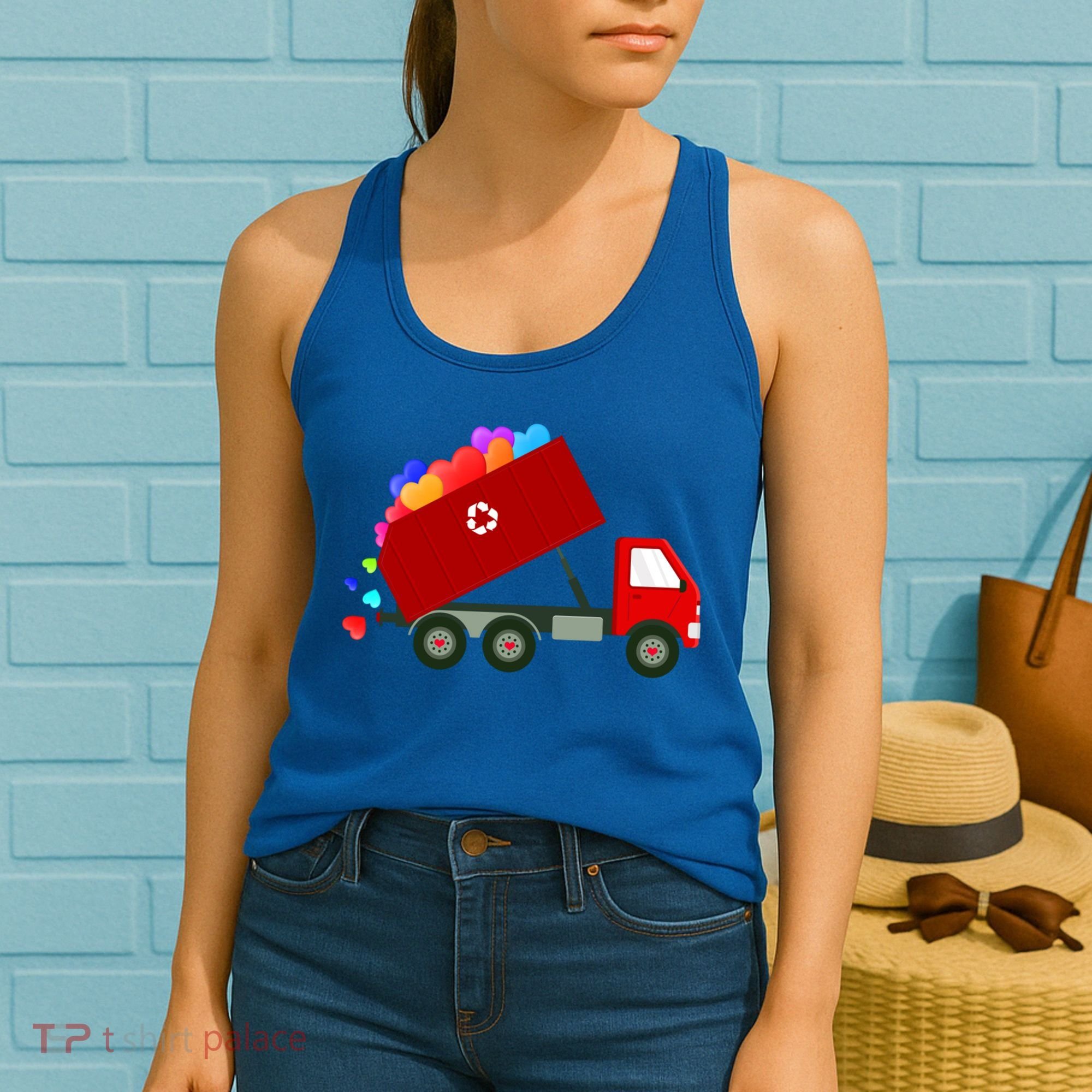 Garbage Truck Hearts Valentines Day Cool Gift Women's Tank Top