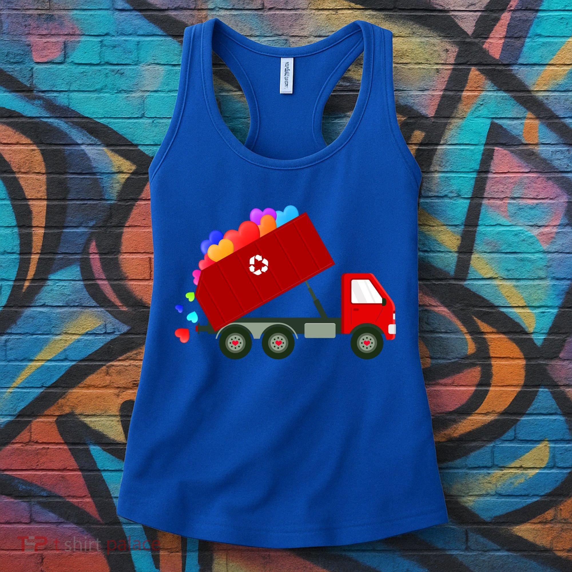 Garbage Truck Hearts Valentines Day Cool Gift Women's Tank Top