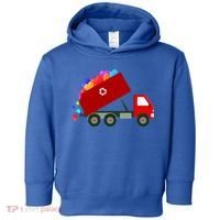 Garbage Truck Hearts Valentines Day Cool Gift Toddler Hoodie thumb 0