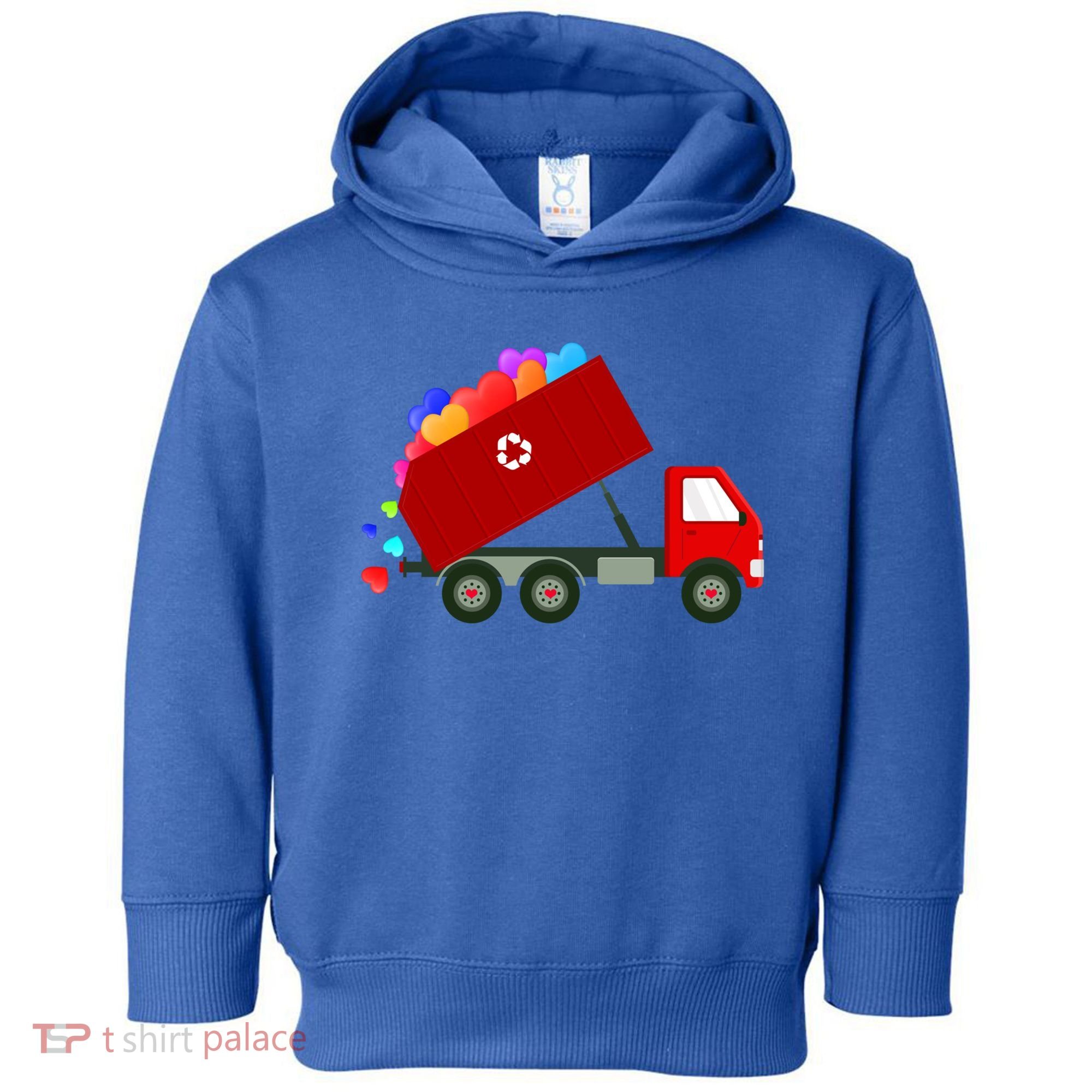 Garbage Truck Hearts Valentines Day Cool Gift Toddler Hoodie