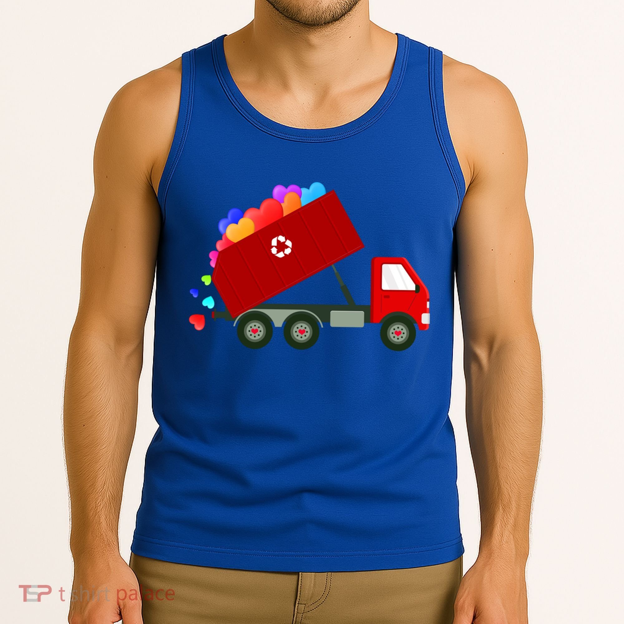 Garbage Truck Hearts Valentines Day Cool Gift Tank Top