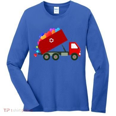 Garbage Truck Hearts Valentines Day Cool Gift Women's Long Sleeve Shirt