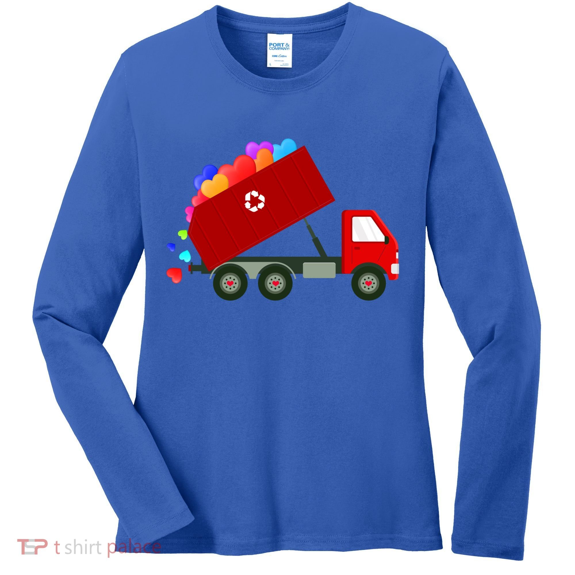 Garbage Truck Hearts Valentines Day Cool Gift Women's Long Sleeve Shirt