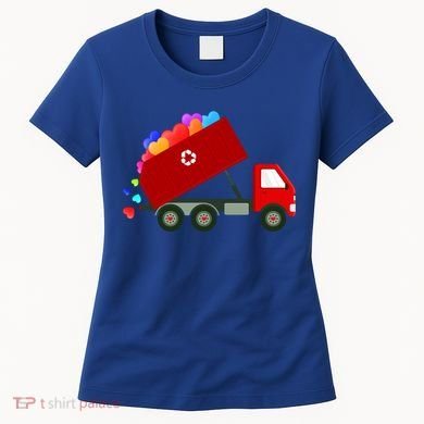 Garbage Truck Hearts Valentines Day Cool Gift Women's T-Shirt