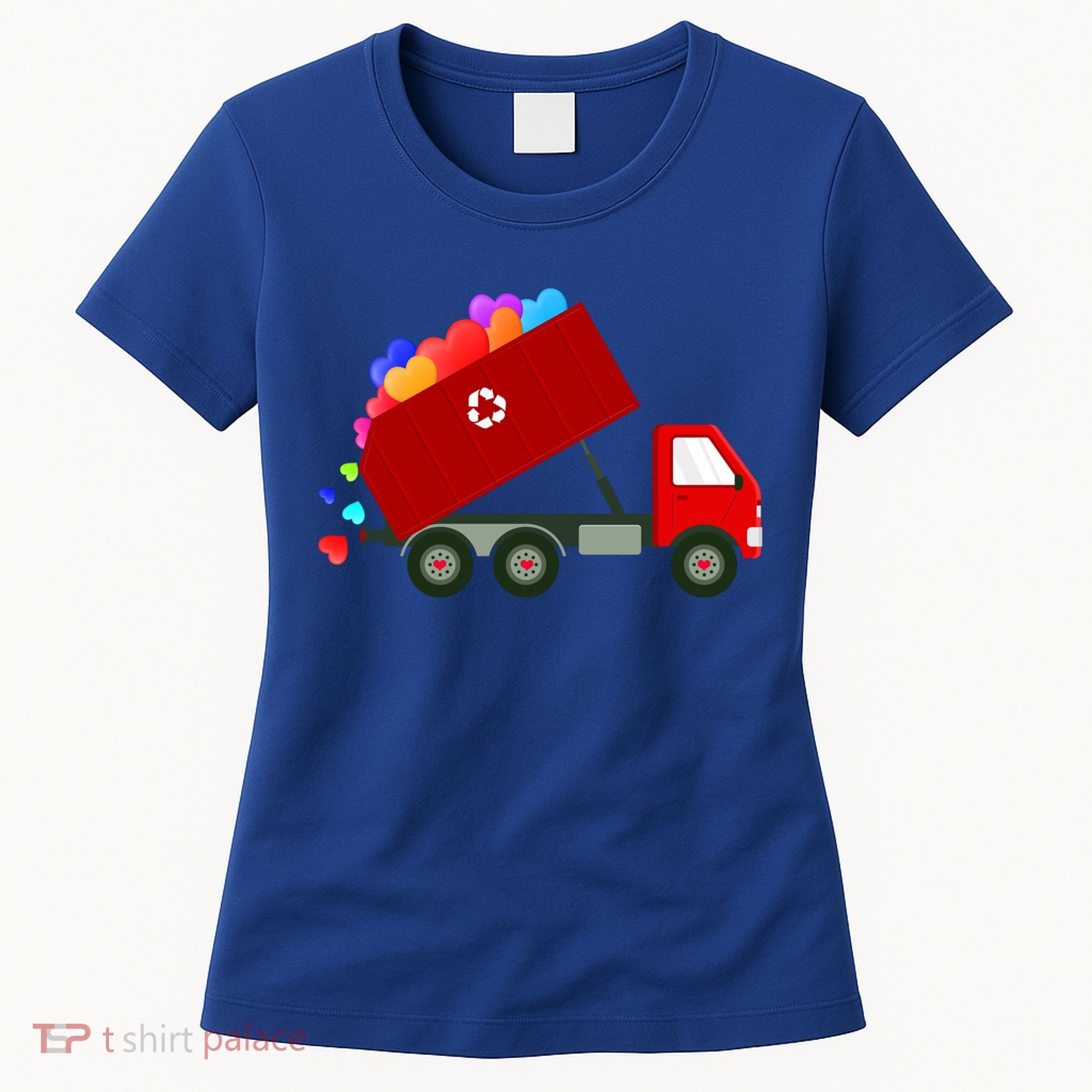 Garbage Truck Hearts Valentines Day Cool Gift Women's T-Shirt