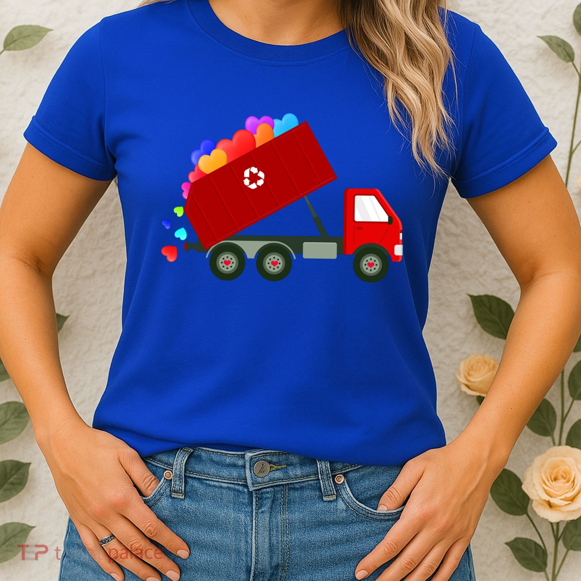 Garbage Truck Hearts Valentines Day Cool Gift Women's T-Shirt
