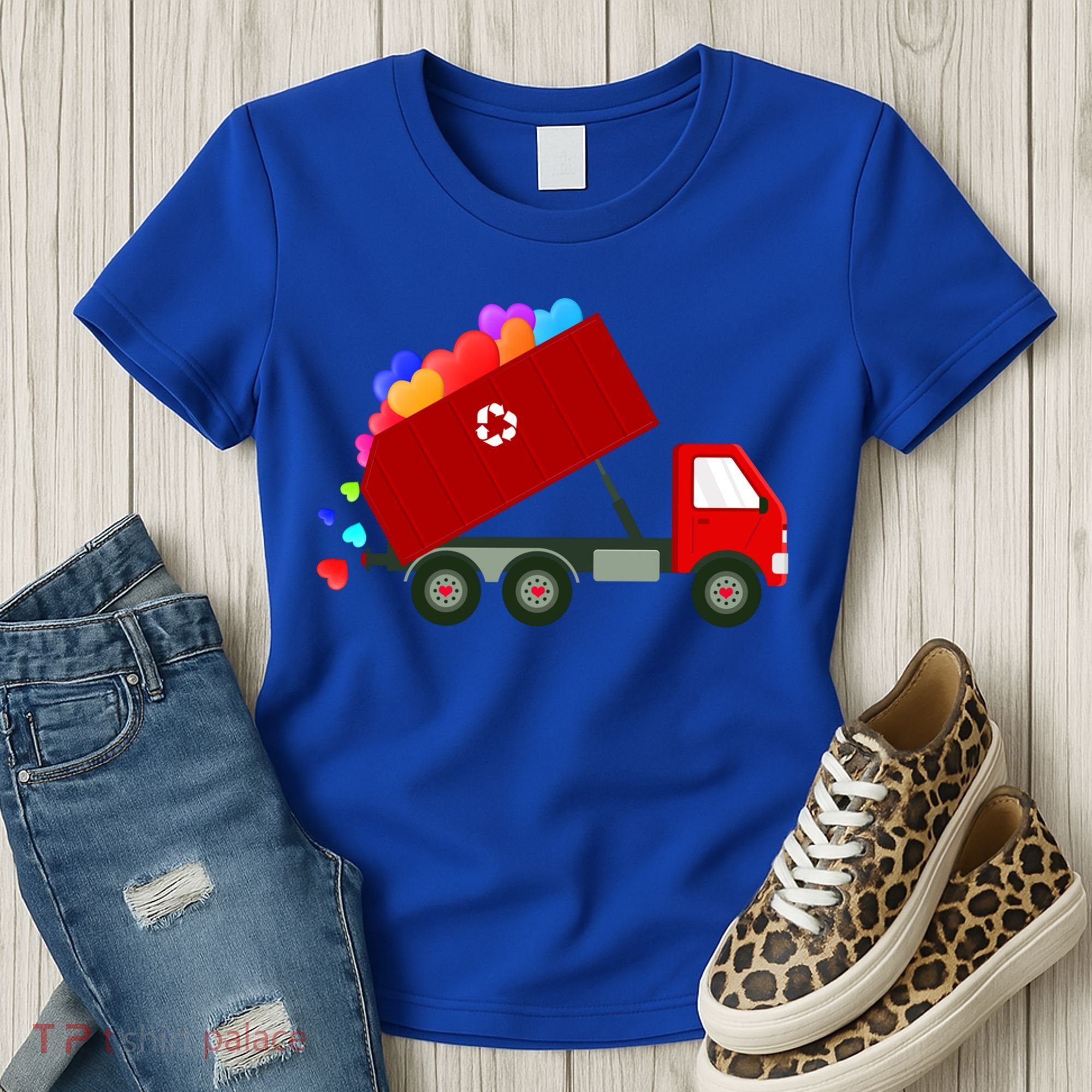 Garbage Truck Hearts Valentines Day Cool Gift Women's T-Shirt
