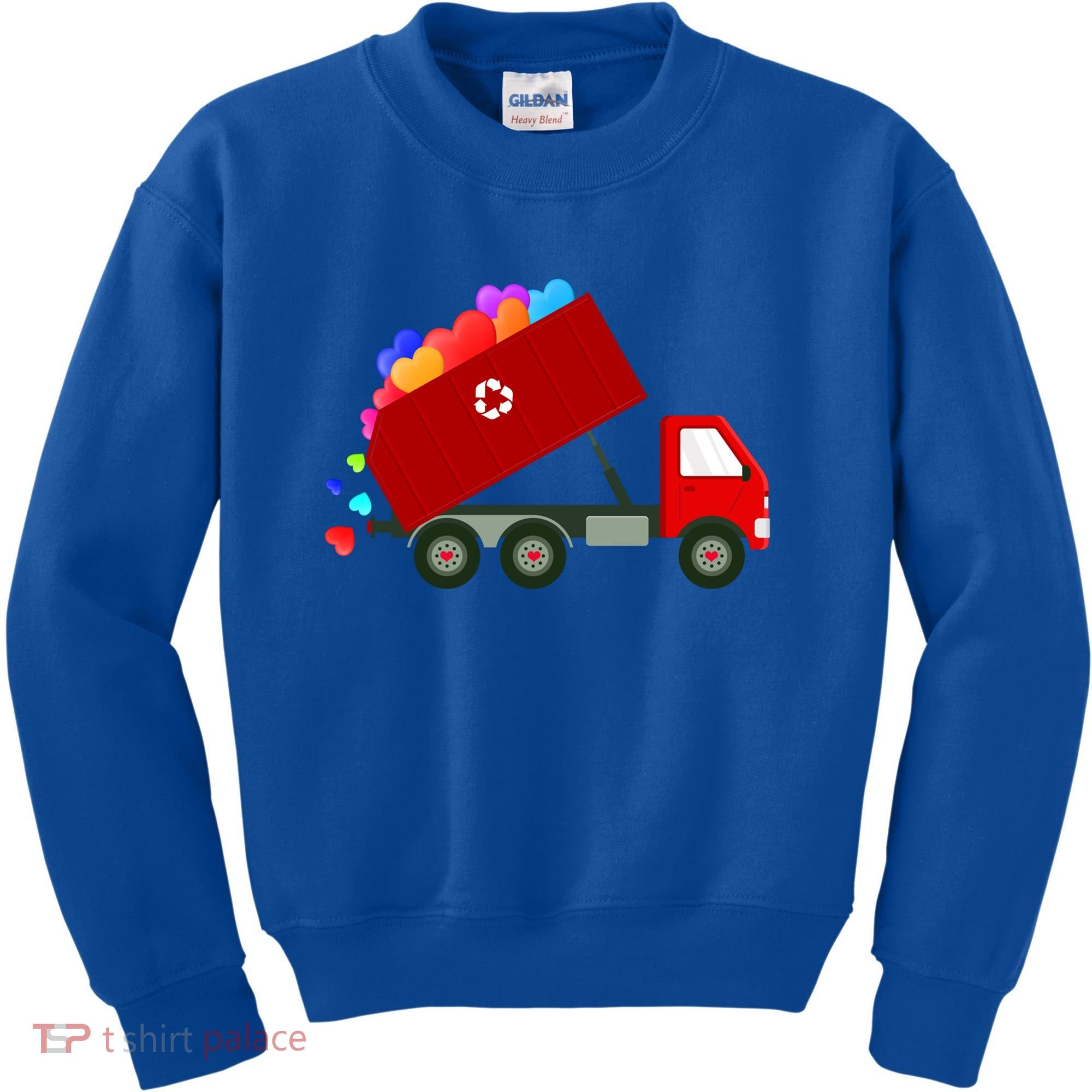 Garbage Truck Hearts Valentines Day Cool Gift Kids Sweatshirt