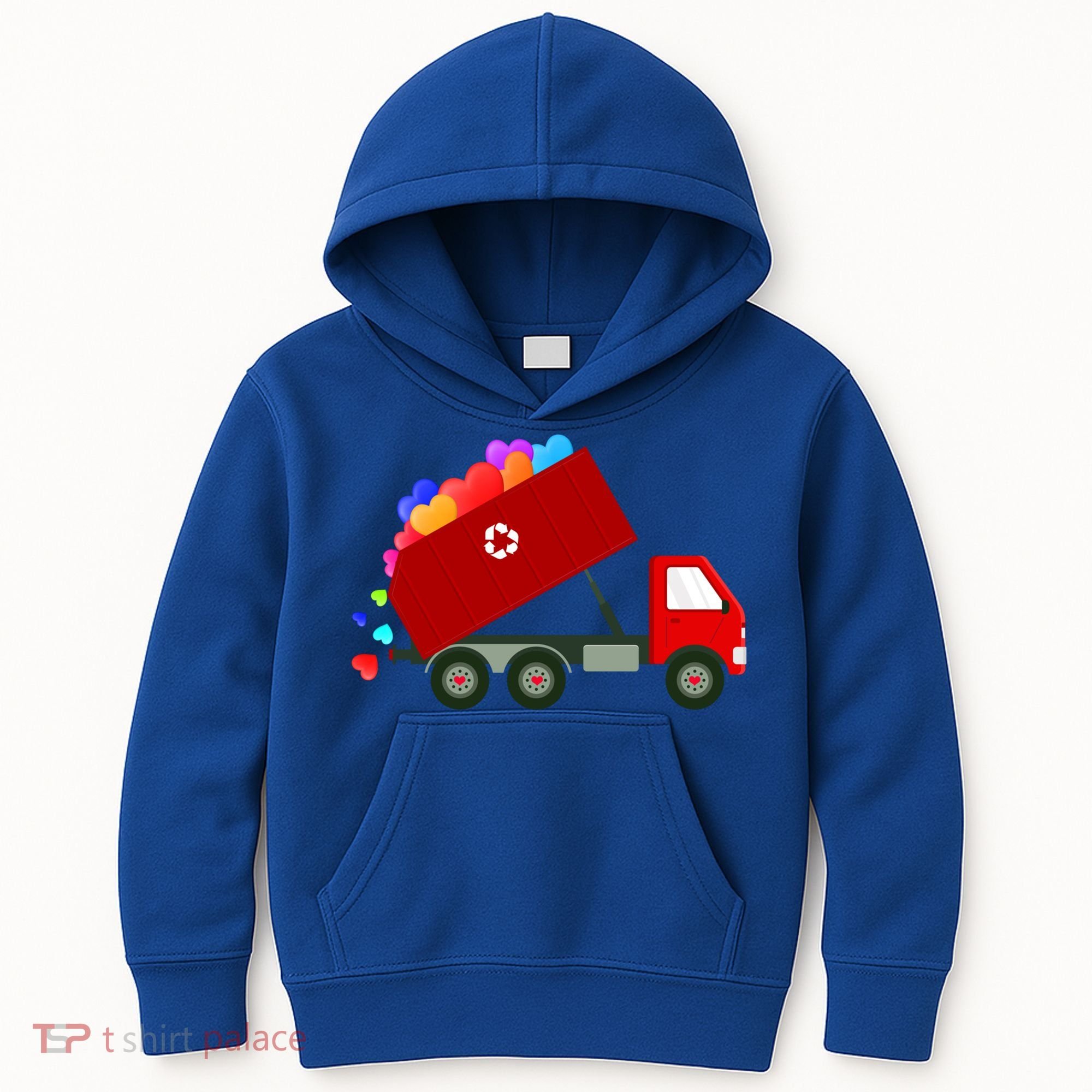 Garbage Truck Hearts Valentines Day Cool Gift Kids Hoodie