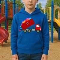 Garbage Truck Hearts Valentines Day Cool Gift Kids Hoodie thumb 2