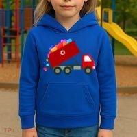 Garbage Truck Hearts Valentines Day Cool Gift Kids Hoodie thumb 3