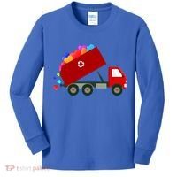 Garbage Truck Hearts Valentines Day Cool Gift Kids Long Sleeve Shirt thumb 0
