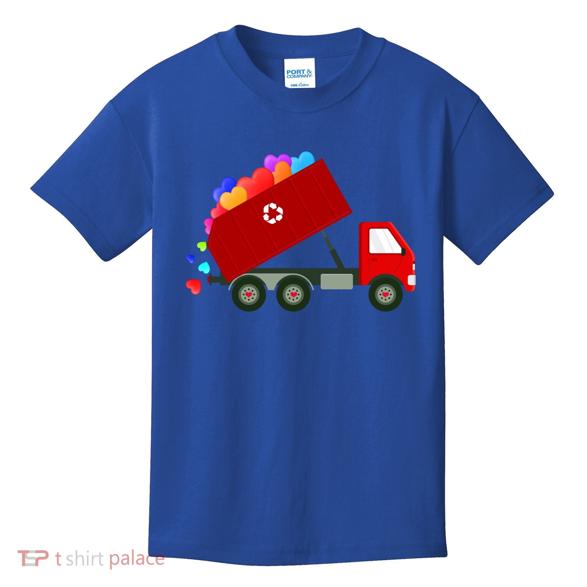 Garbage Truck Hearts Valentines Day Cool Gift Kids T-Shirt