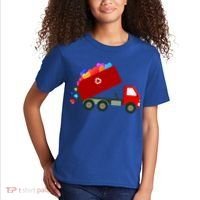 Garbage Truck Hearts Valentines Day Cool Gift Kids T-Shirt thumb 2