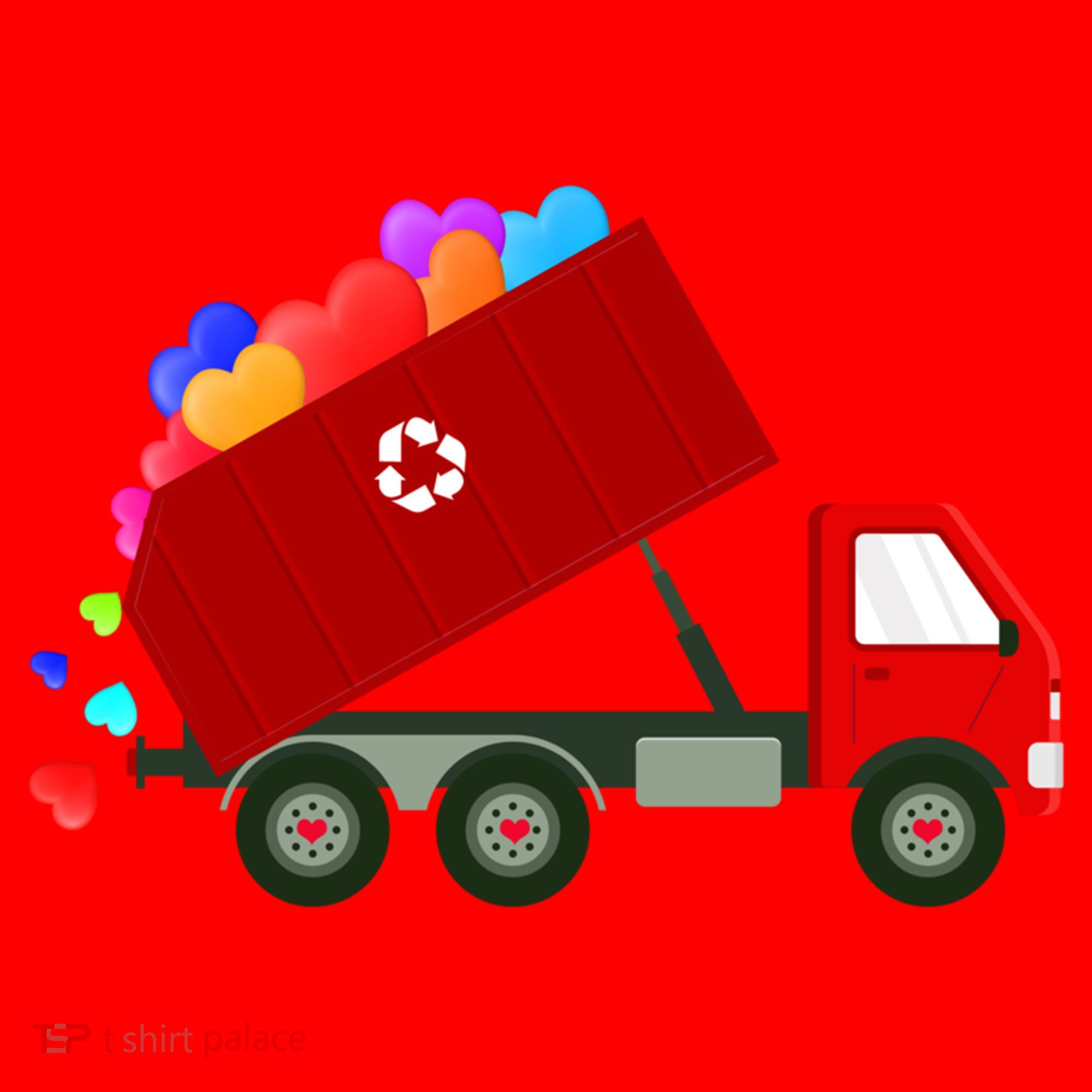 Garbage Truck Hearts Valentines Day Cool Gift Santa Hat
