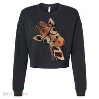 Good Time Hipster Giraffe Cute Giraffe Sunglasses Cropped Pullover Crew thumb 0