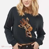 Good Time Hipster Giraffe Cute Giraffe Sunglasses Cropped Pullover Crew thumb 2