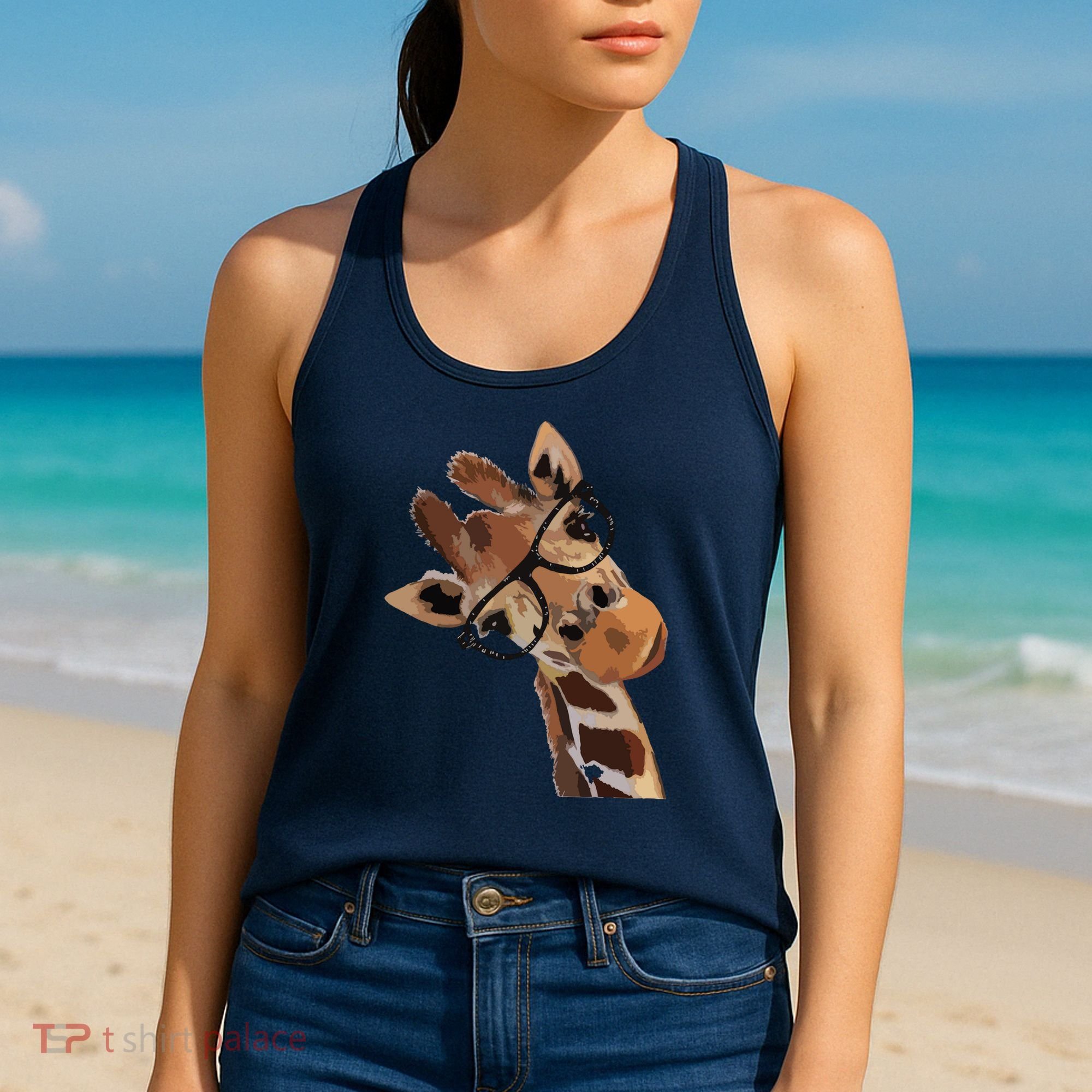 Good Time Hipster Giraffe Cute Giraffe Sunglasses Women's Tank Top
