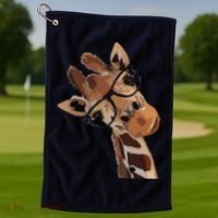 Good Time Hipster Giraffe Cute Giraffe Sunglasses Golf Towel thumb 1