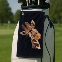Good Time Hipster Giraffe Cute Giraffe Sunglasses Golf Towel thumb 2