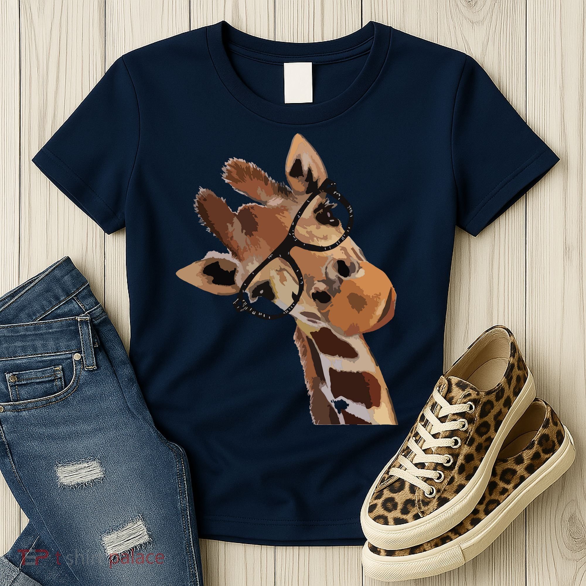 Good Time Hipster Giraffe Cute Giraffe Sunglasses Women's T-Shirt