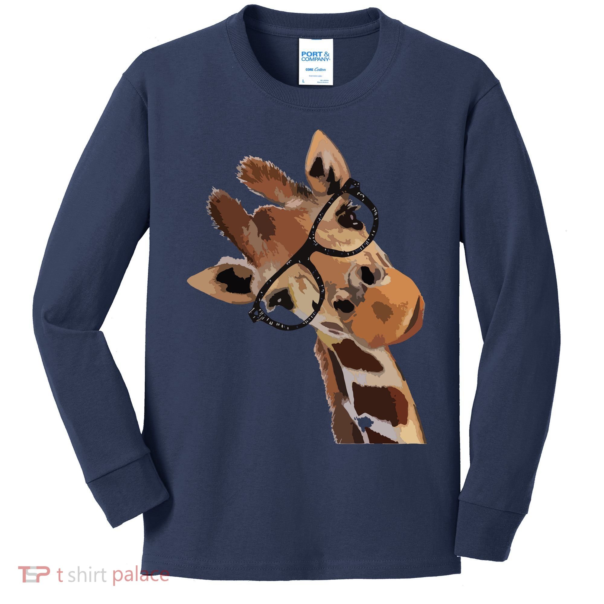 Good Time Hipster Giraffe Cute Giraffe Sunglasses Kids Long Sleeve Shirt