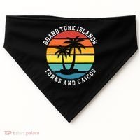 Grand Turk Islands Turks And Caicos Sunset Palm Trees USA-Made Doggie Bandana thumb 0