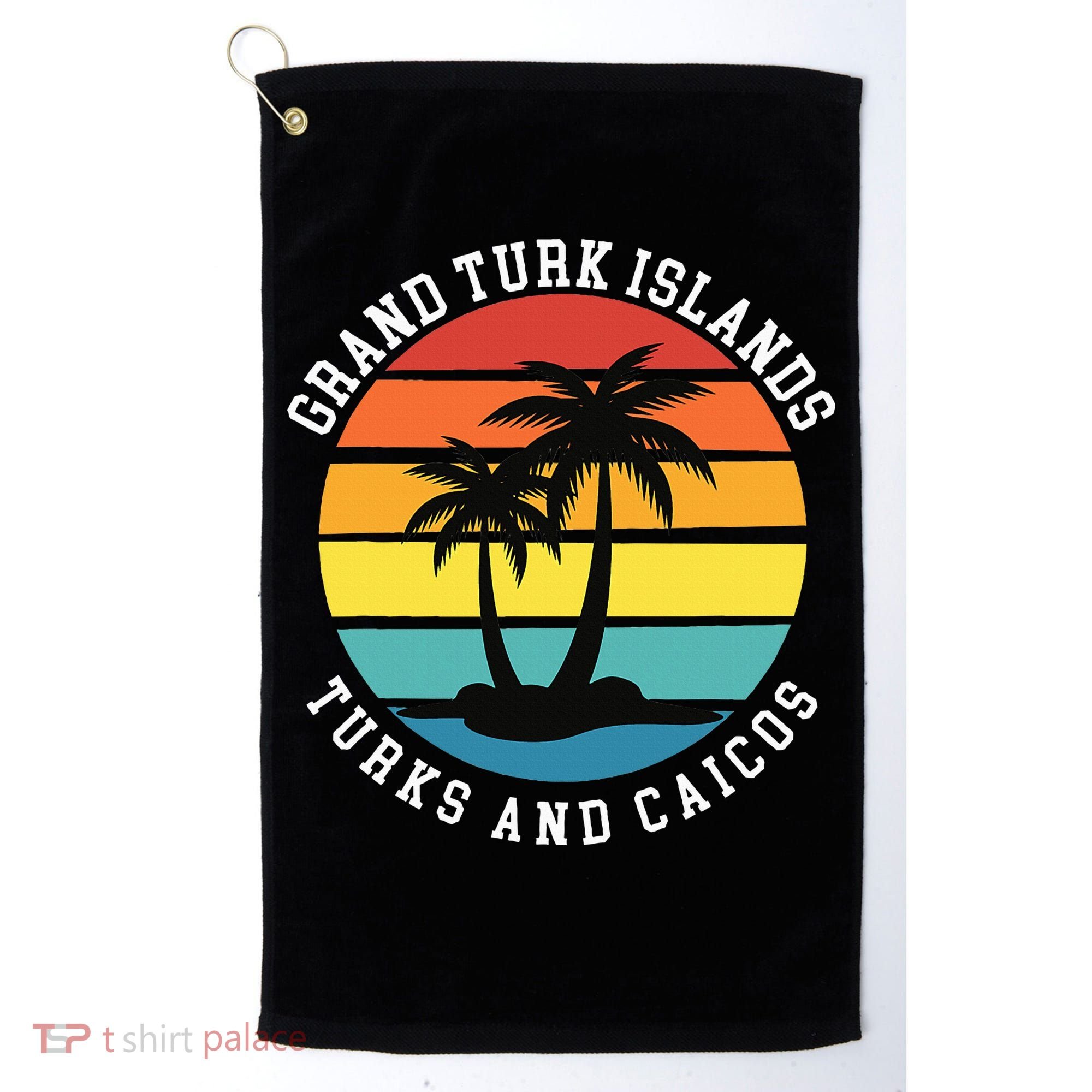 Grand Turk Islands Turks And Caicos Sunset Palm Trees Golf Towel