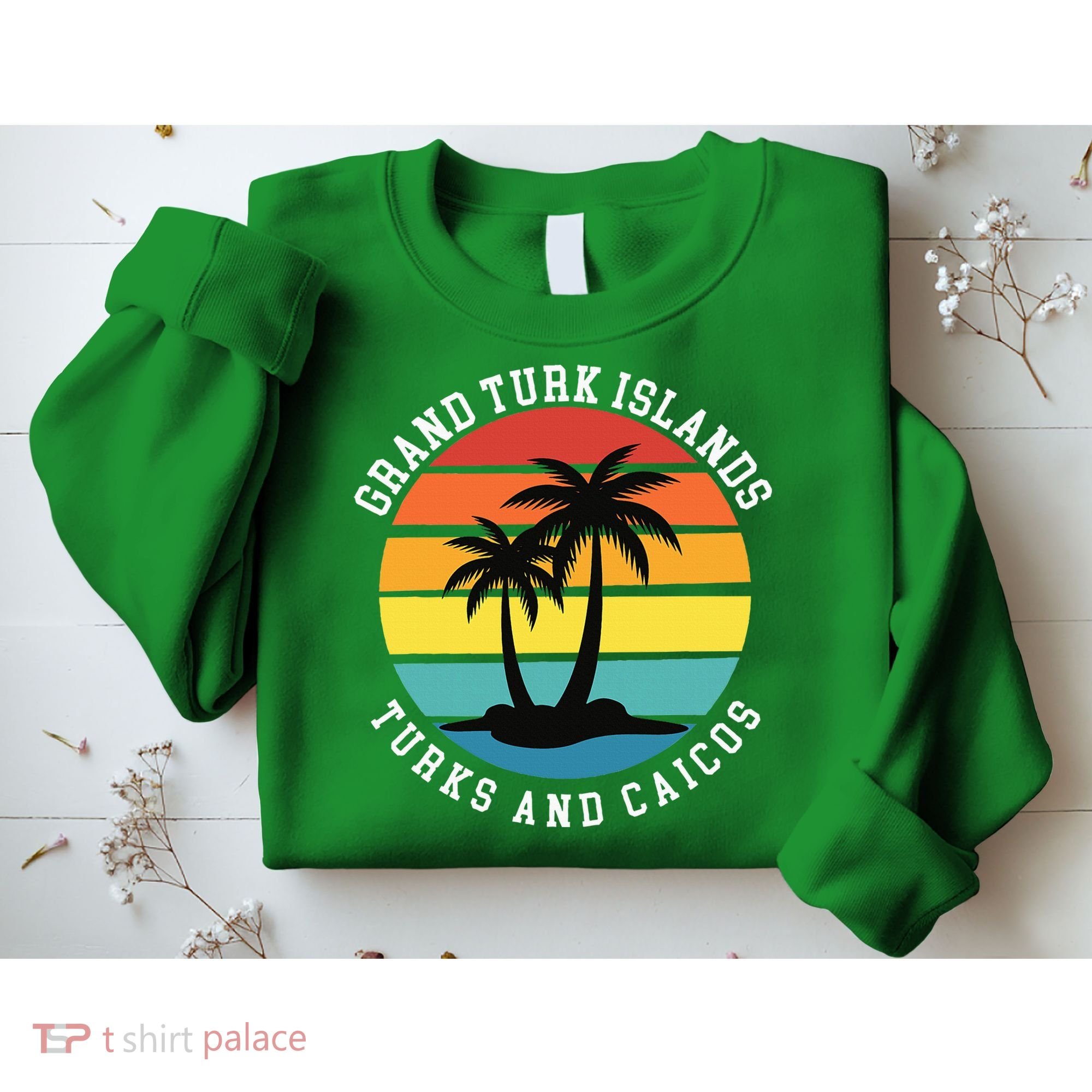 Grand Turk Islands Turks And Caicos Sunset Palm Trees Sweatshirt